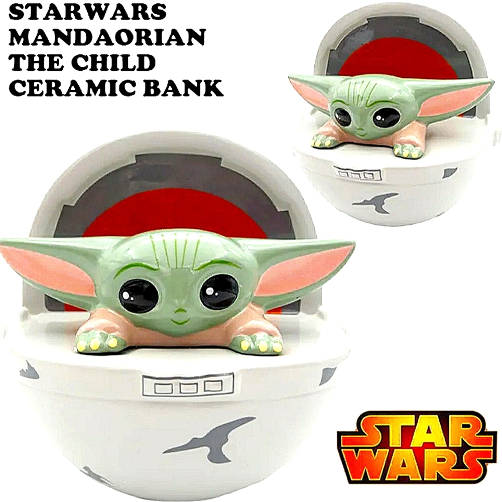 Lucas The Child Baby Yoda Ceramic Piggy Bank for Coins and Money | Novelty Gift